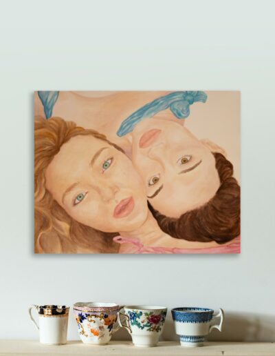 Mockup de l’aquarelle Portrait Gémeaux, illustration artistique représentant une femme double inspirée du signe astrologique des Gémeaux.