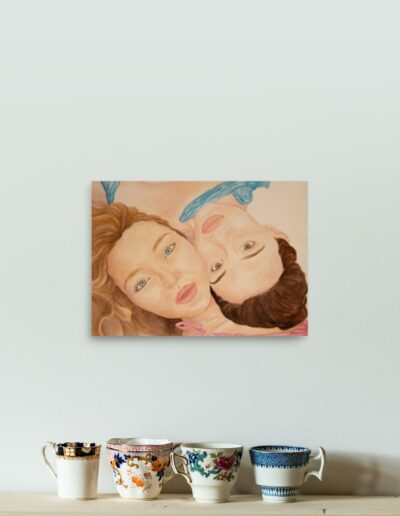 Mockup de l’aquarelle Portrait Gémeaux, illustration artistique représentant une femme double inspirée du signe astrologique des Gémeaux.