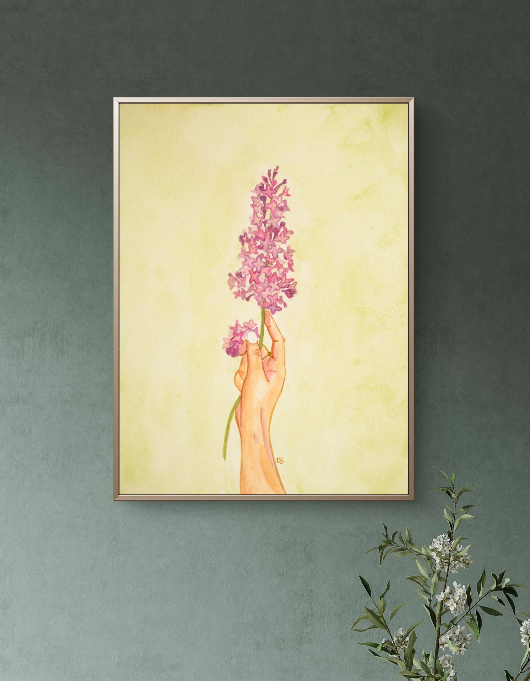 aquarelle contemporaine lilas Aquarelle fleur lilas